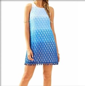 Lilly Pulitzer Blue and White Sleeveless Mini Dress
